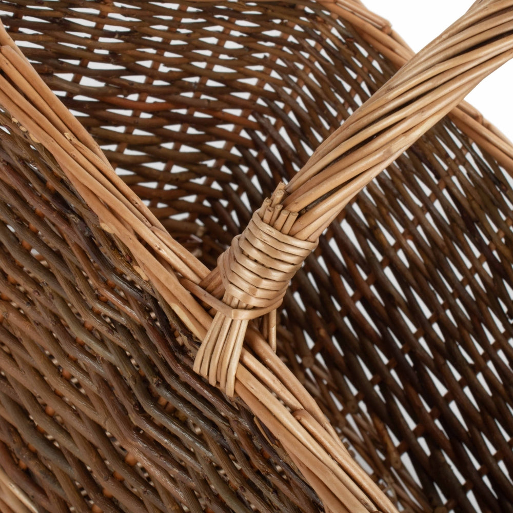 Rectangular Unpeeled Willow Shopping Basket | Medium | Brown