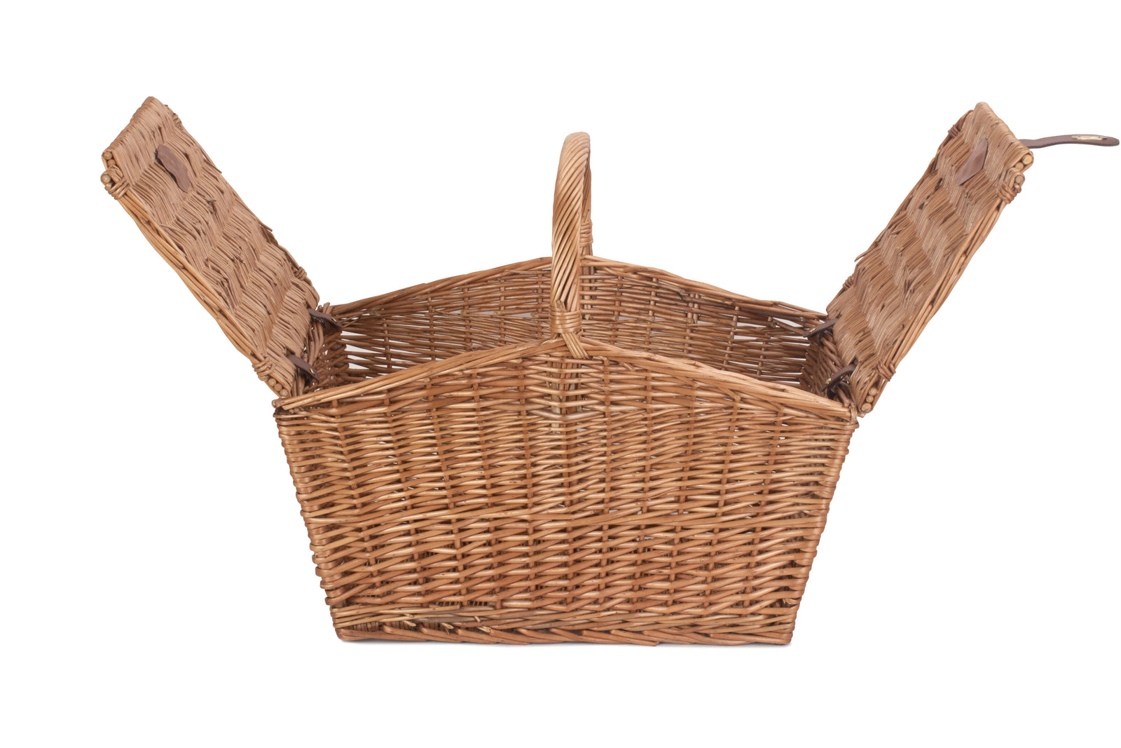 Wicker Large Sloped Sided Double Lidded Empty Basket