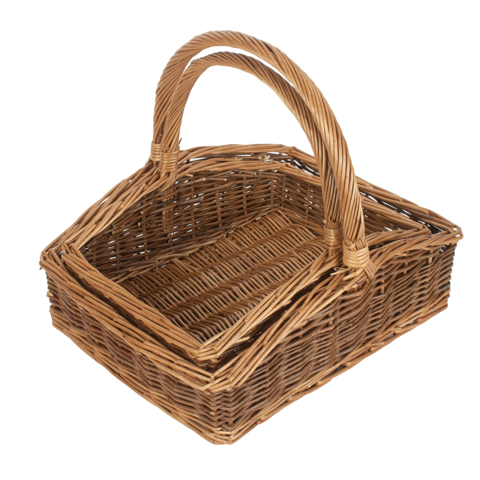 Red Hamper Wicker Rectangular Country Unpeeled Garden Trugs