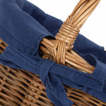 Red Hamper Navy Blue Lined Country Oval Wicker Shopping Basket