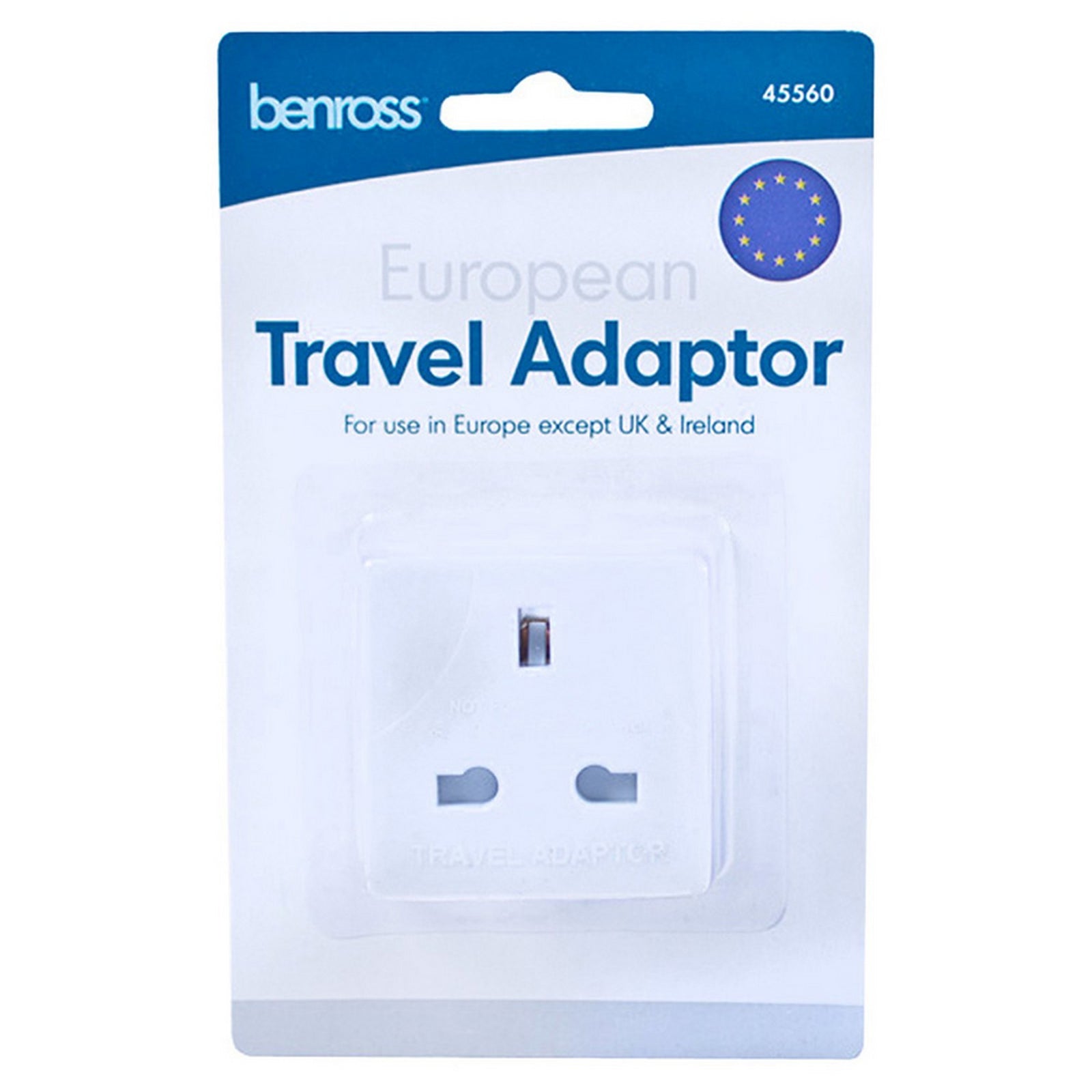 Eu To Uk European Travel Plug Adaptor | One Size | White