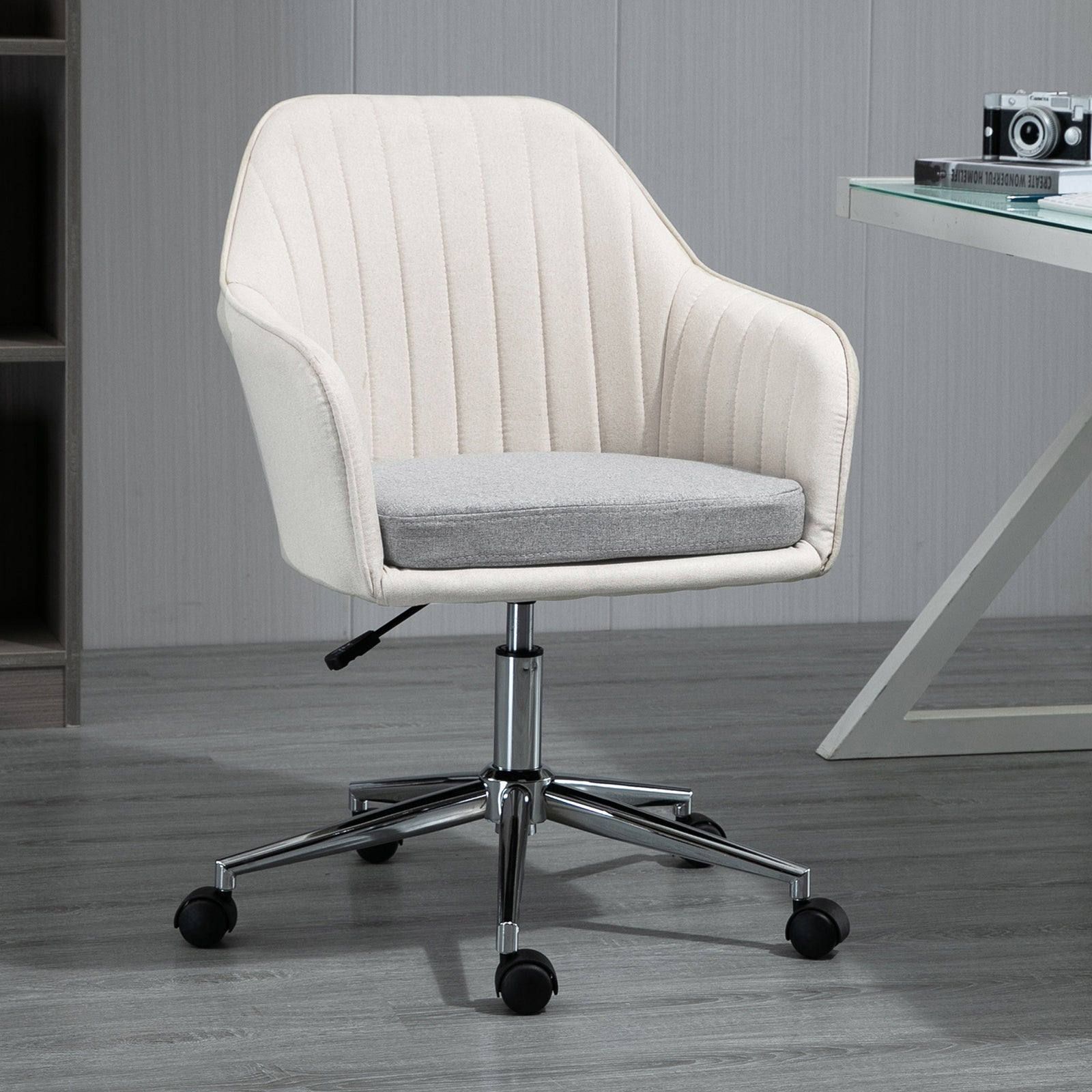 Linen Office Chair Swivel Beige