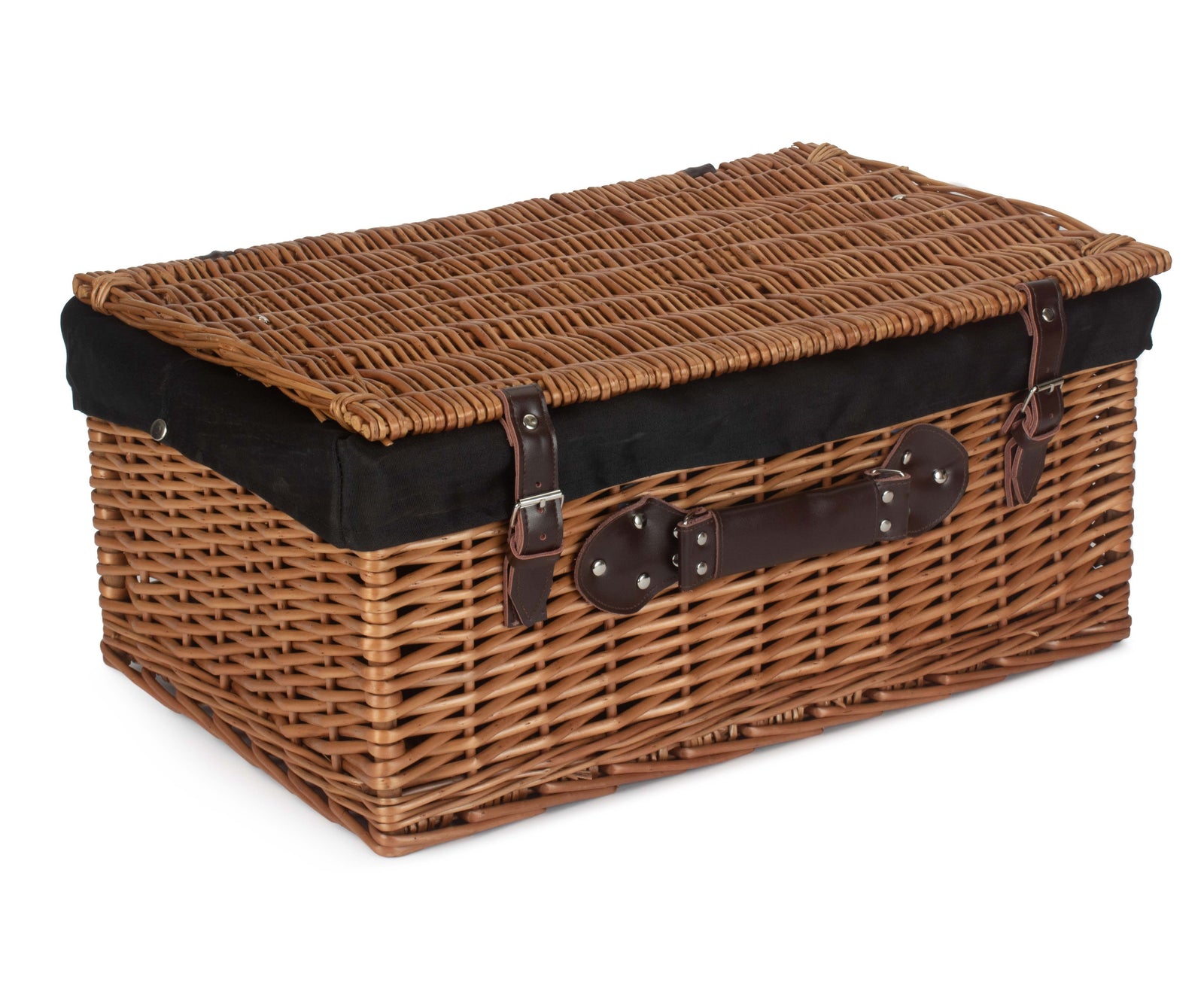 Wicker 56cm Double Steamed Picnic Basket | Black