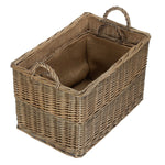 Wicker Antique Wash Rectangular Hessian Lined Basket | Set-of-2 | Brown