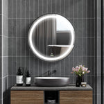 Wall Mounted Round Led Bathroom Mirror 3 Light Colours