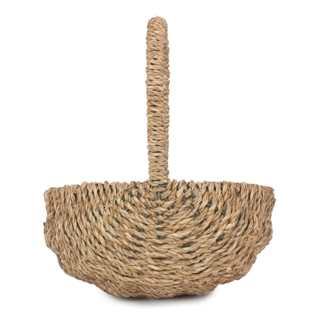 Red Hamper Oval Seagrass Flower Basket Plastic Lined