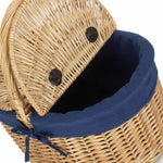 Red Hamper Wicker Oval Lidded Shopping Basket With Navy Blue Lining