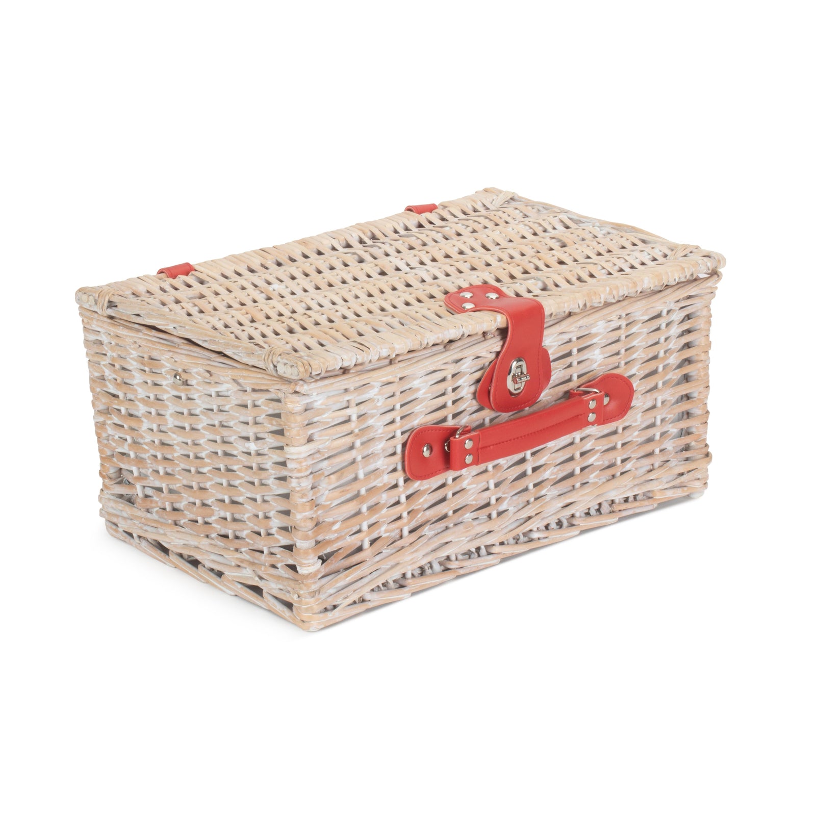 Gingham 2 Person Fitted Picnic Wicker Basket | Red