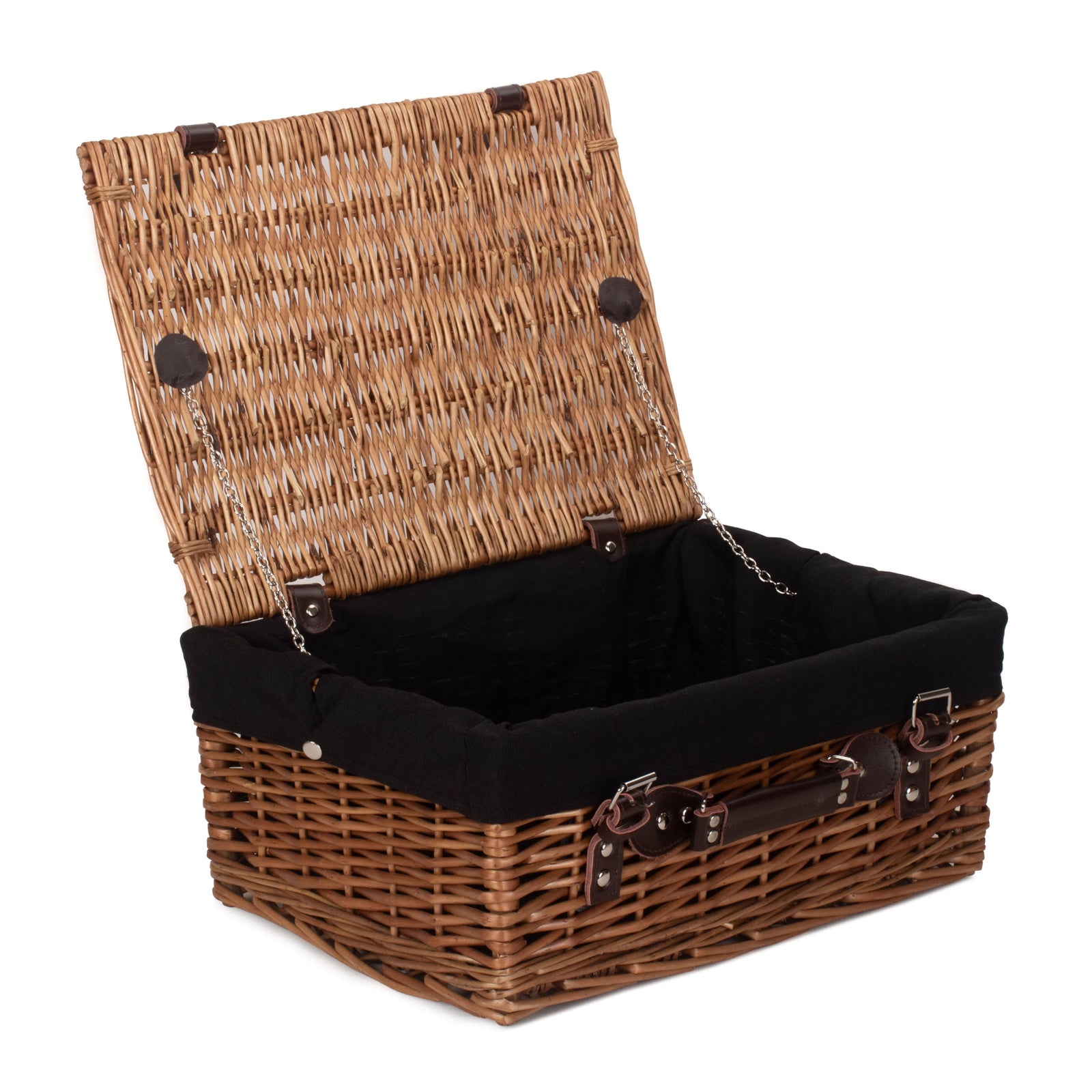 Wicker Double Steamed 40cm Picnic Basket | Black