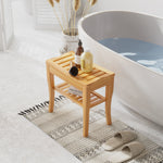 45 Cm 2-tier Slatted Shower Bench Storage Seat W/ 4 Legs