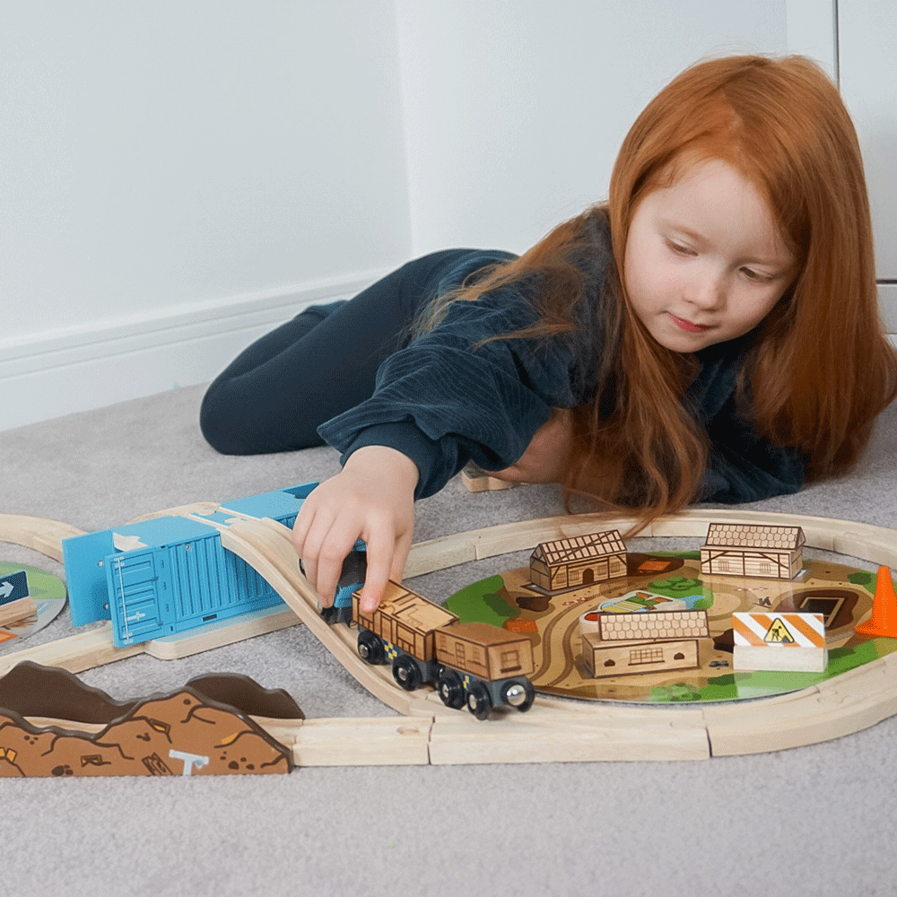 Wooden Construction Train Set - 50 Pieces