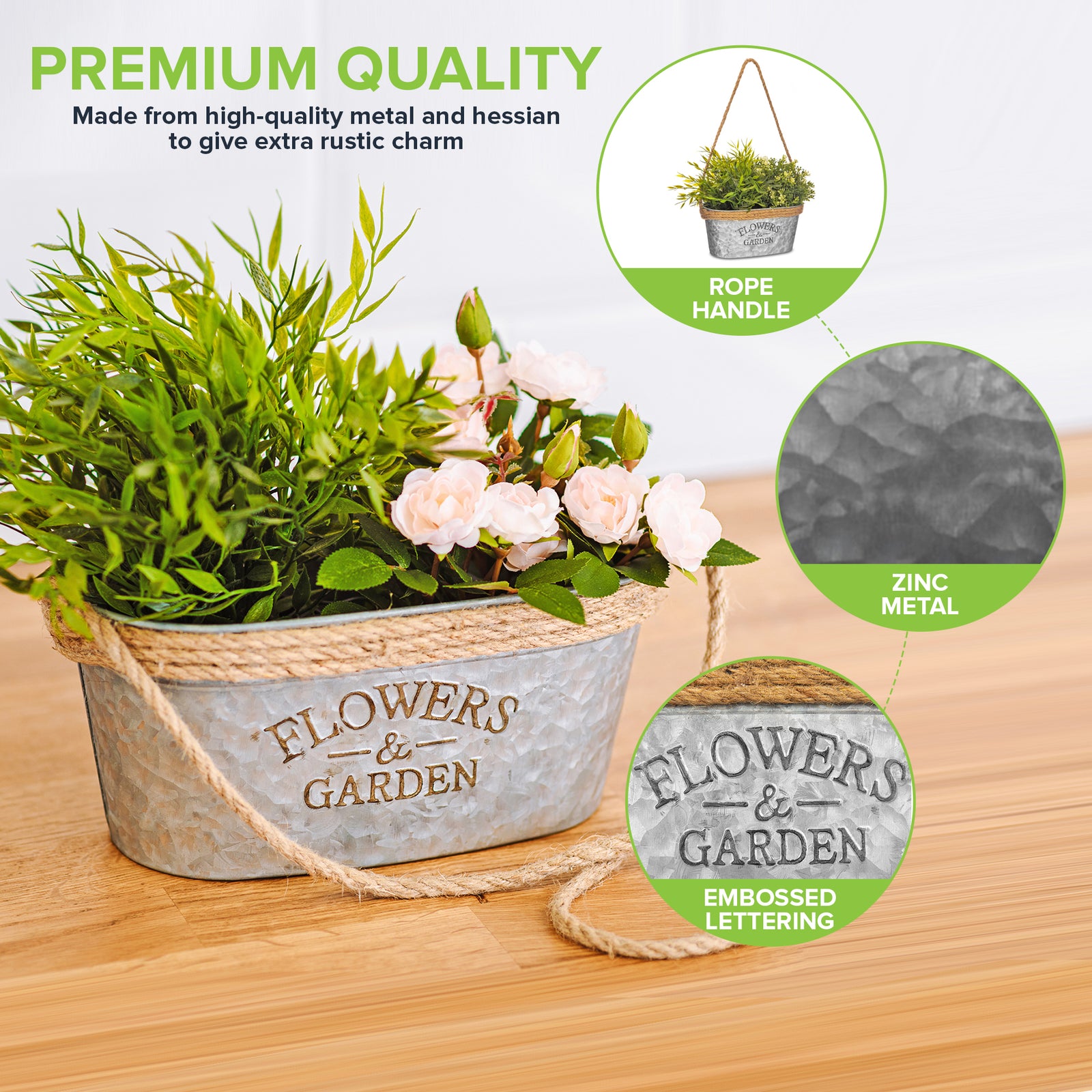 Hanging Metal Small Planter - 2 Pack