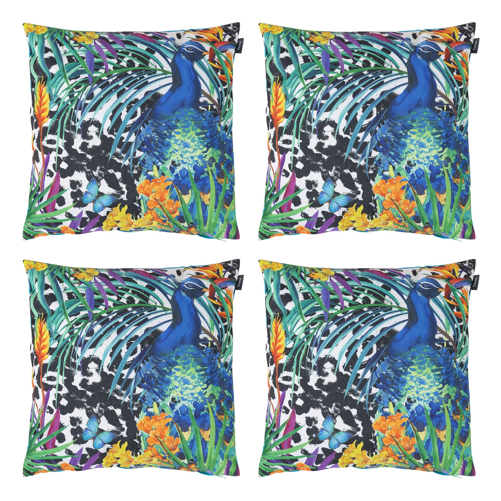 Tropical Indoor Outdoor Cushion Set Of 4 Water Resistant Cushions