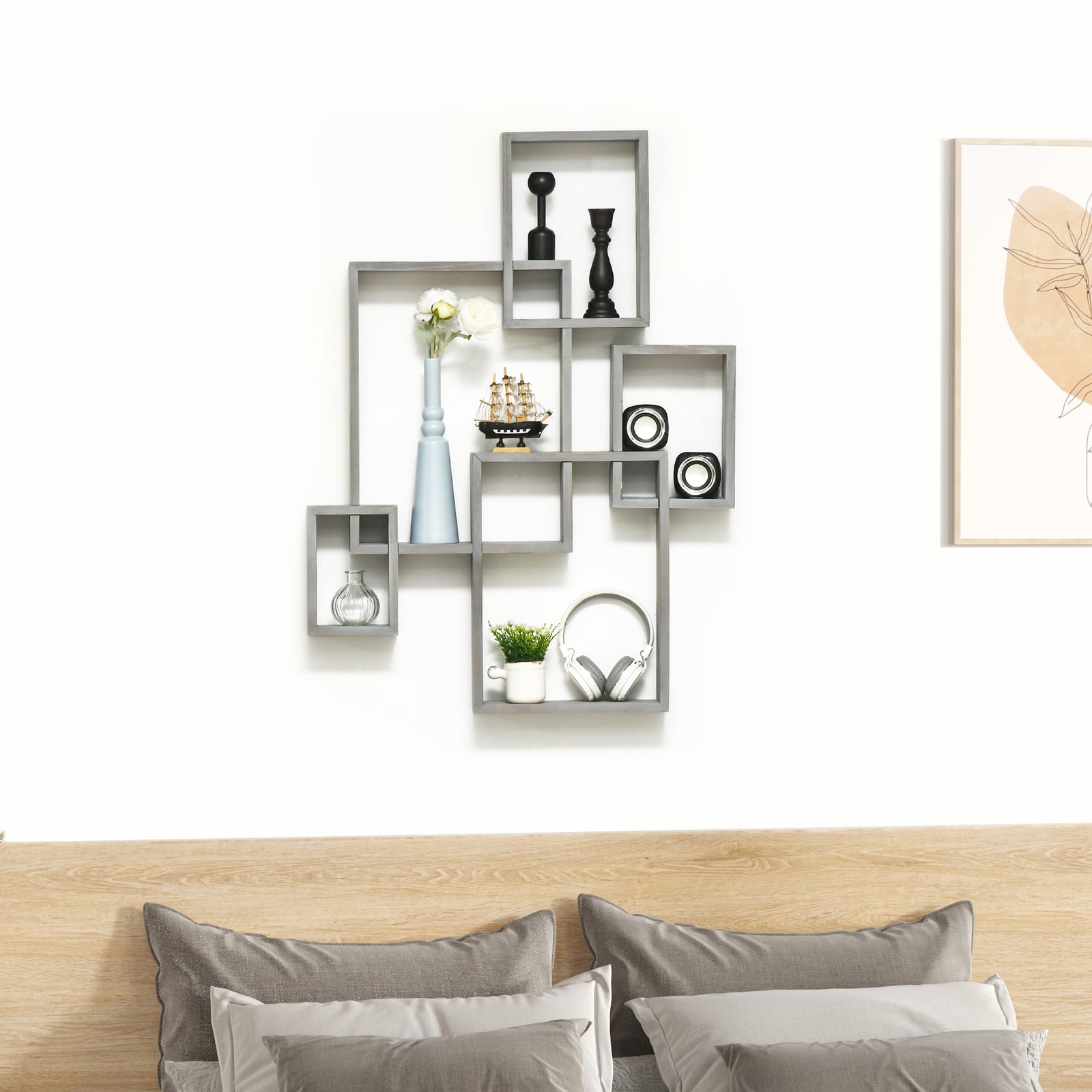 Floating Shelves, Interlocking Cube Shelves For Decoration | One Size | Gray