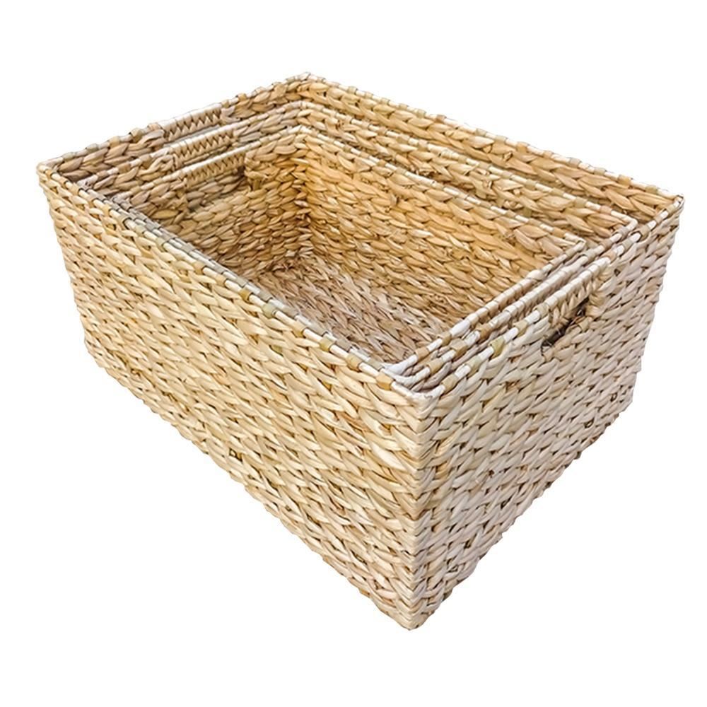 Red Hamper Rectangular Water Hyacinth Storage Basket