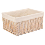 Wicker White Lined Storage Basket | Extra Large | White