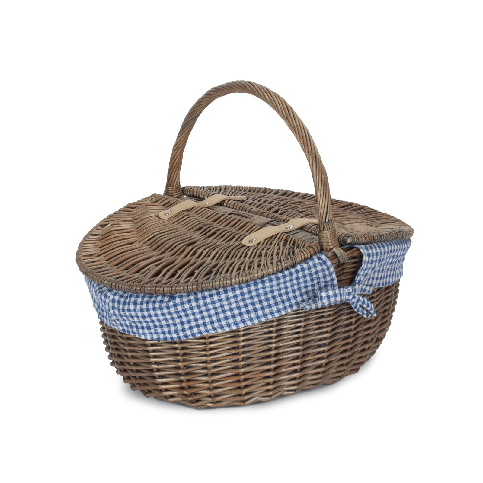 Wicker Antique Wash Finish Oval Picnic Basket | Brown