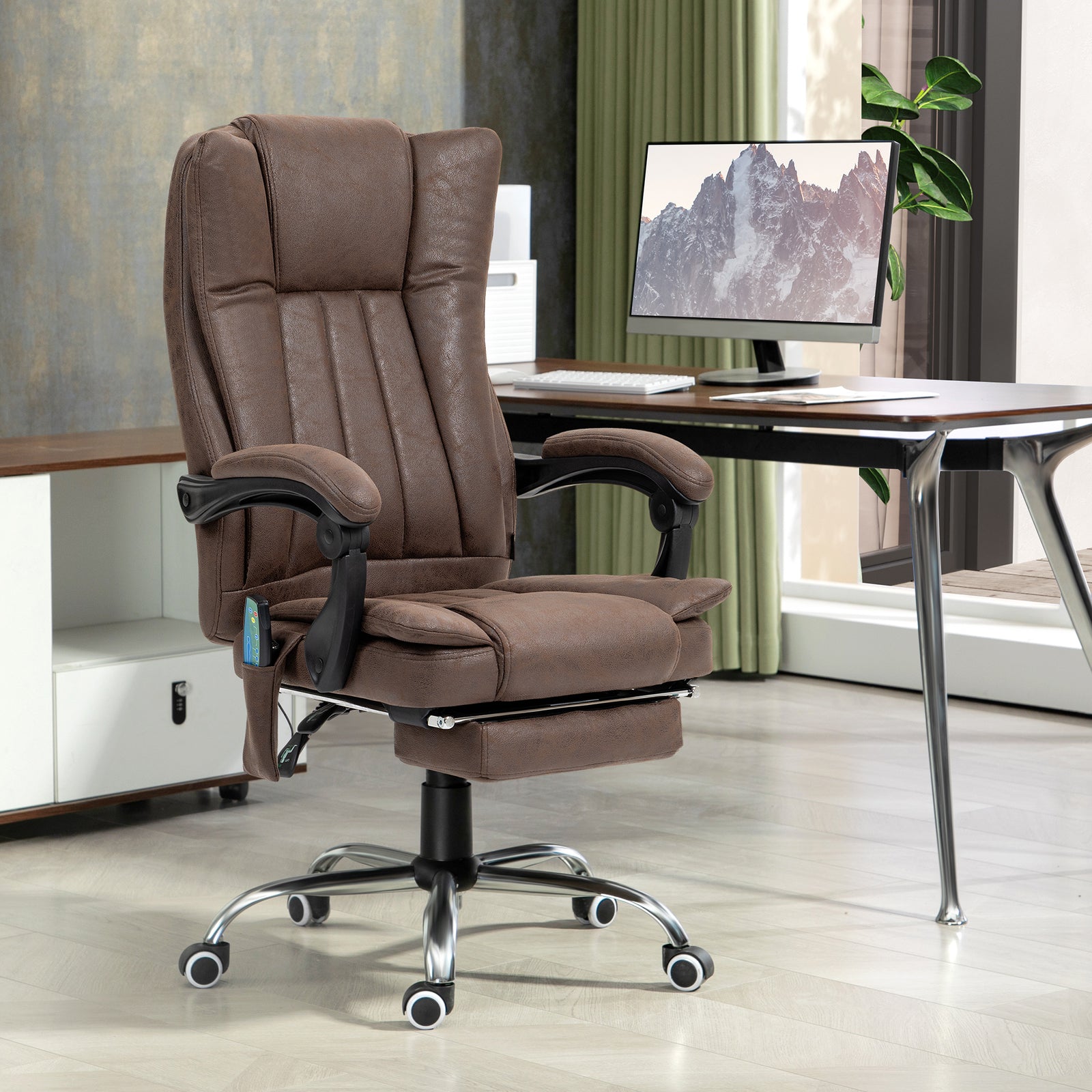 Massage Office Chair Microfibre Arms | Brown