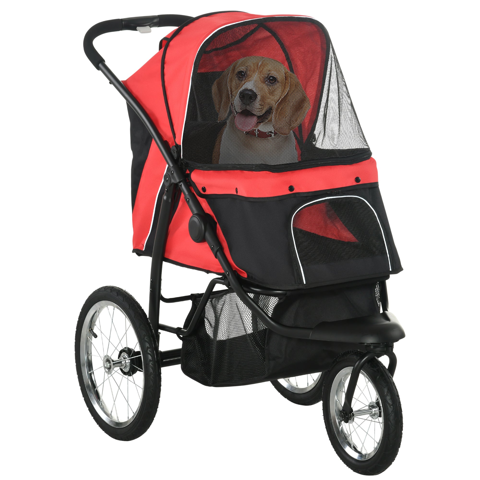 PawHut 3 Wheel Pet Stroller For Medium Small Dogs Foldable Cat Pram Yimbly