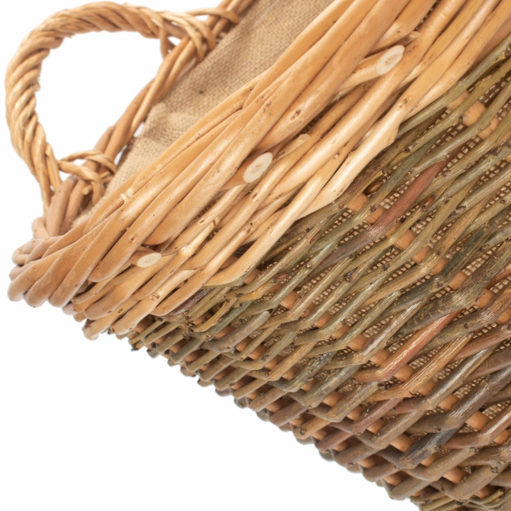 Wicker Unpeeled Log Basket With Lining