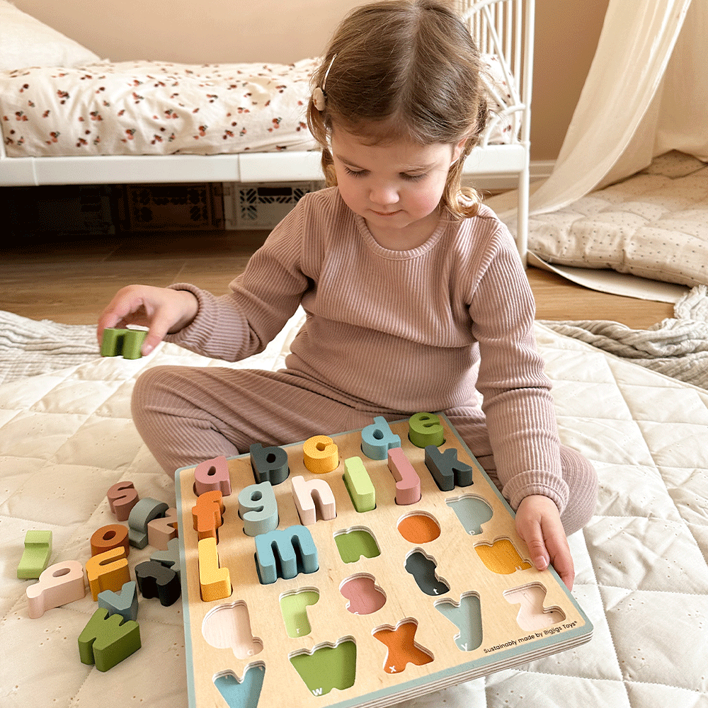 Wooden Lowercase Abc Puzzle, Educational Toys