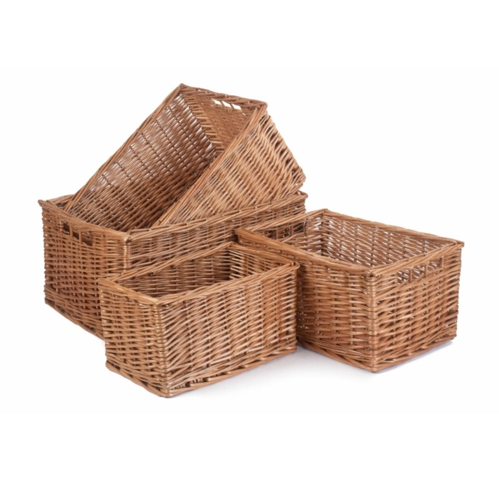 Wicker Double Steamed Open Storage Basket | Set-of-4 | Brown