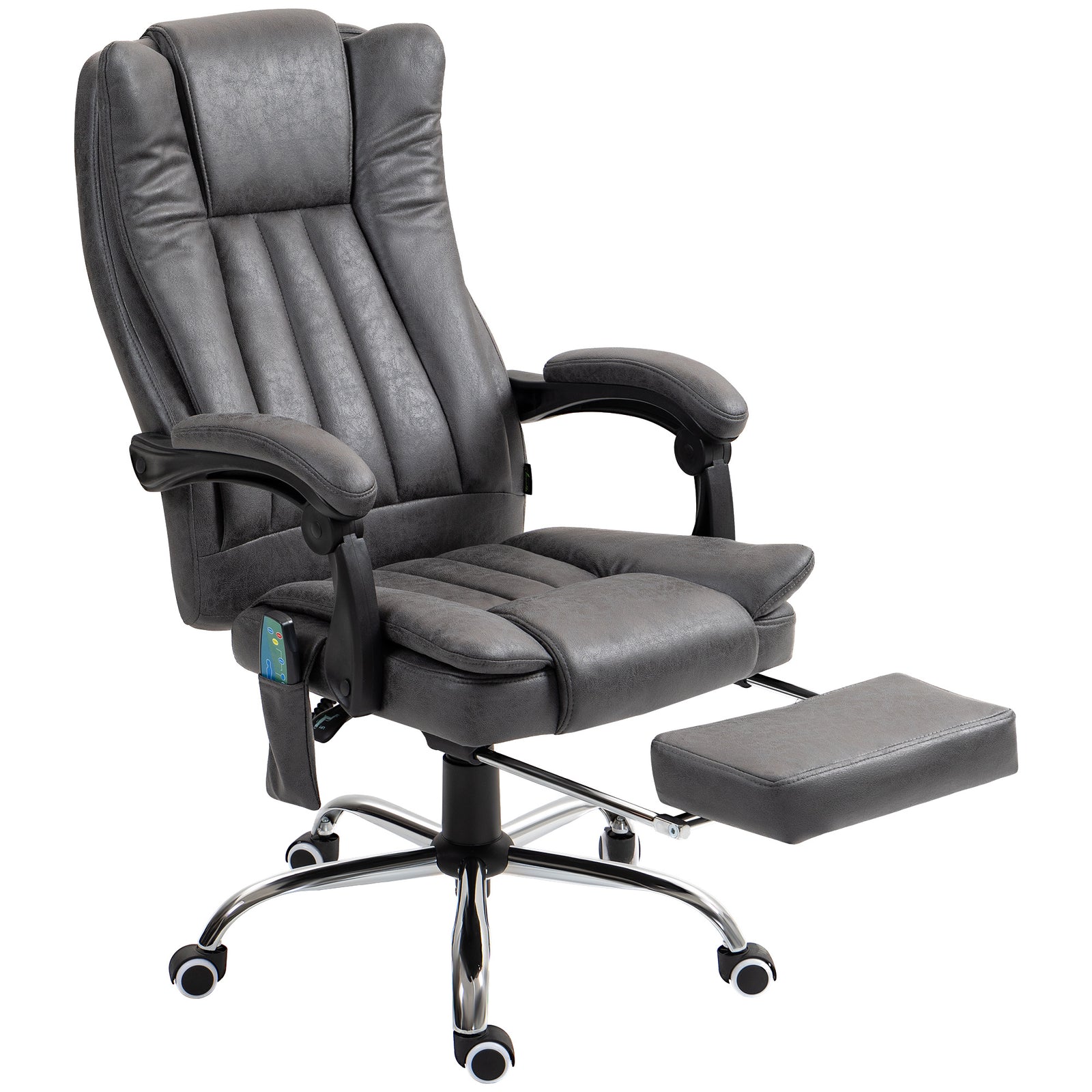 Massage Office Chair Microfibre Arms | Charcoal Gray