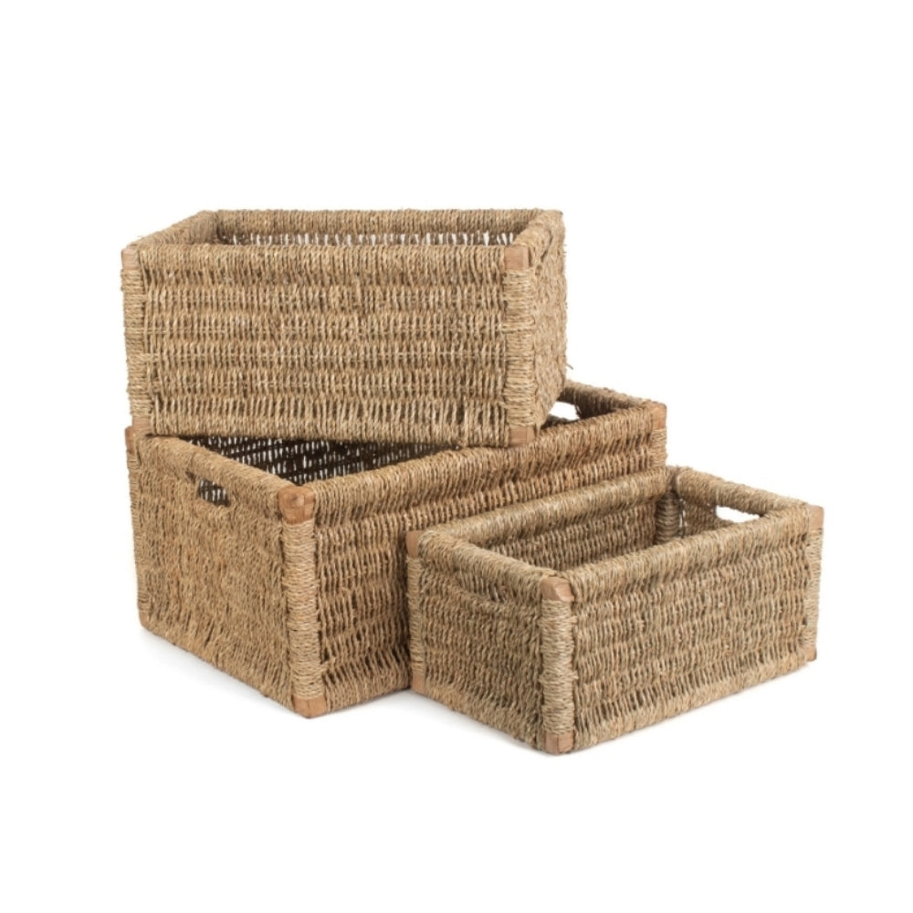 Seagrass Storage Basket | Set-of-3 | Brown