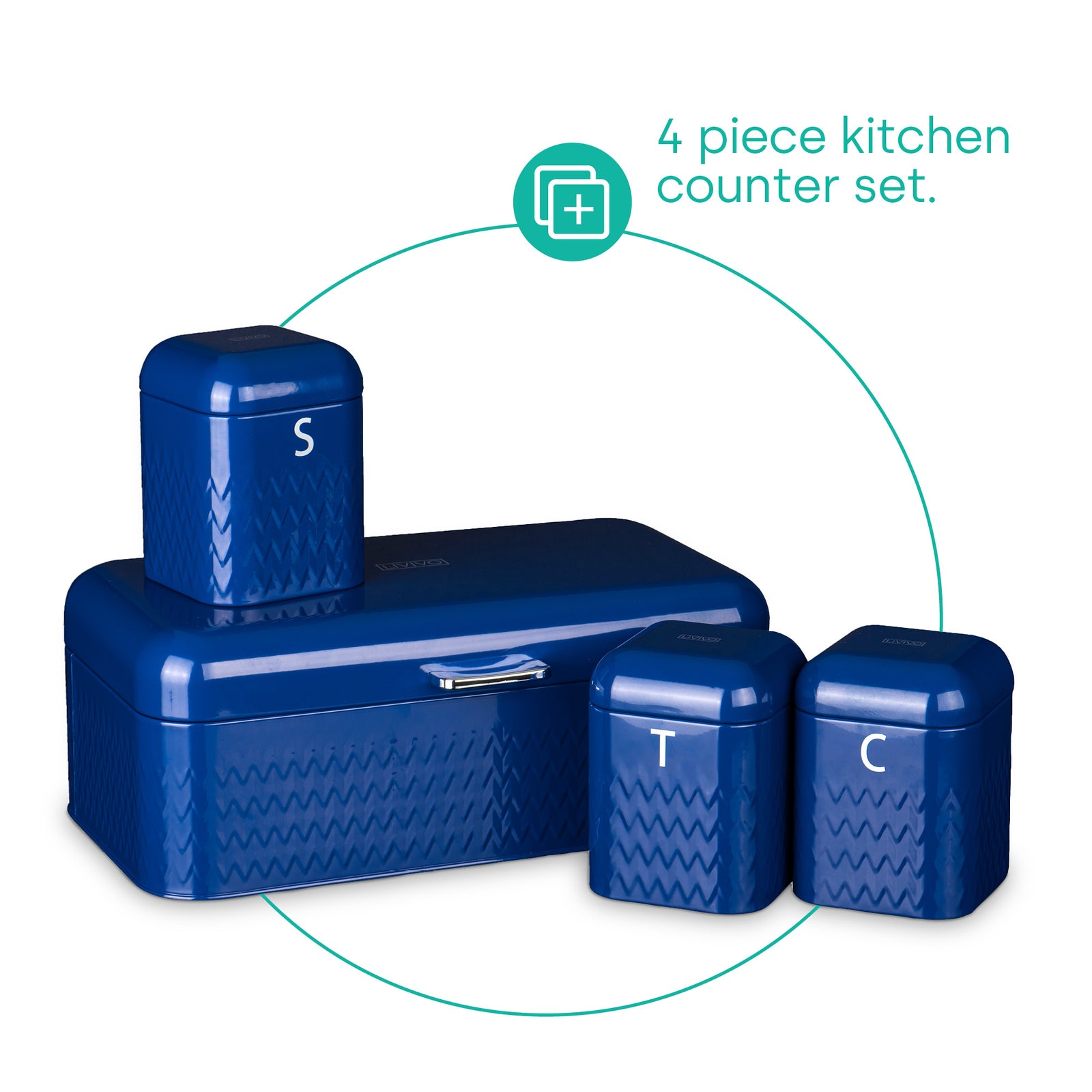 Taurus Bread Bin & Canister Set - Navy