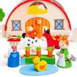 Wooden Mini Farm Playset, Includes Farmers & 6 Animals