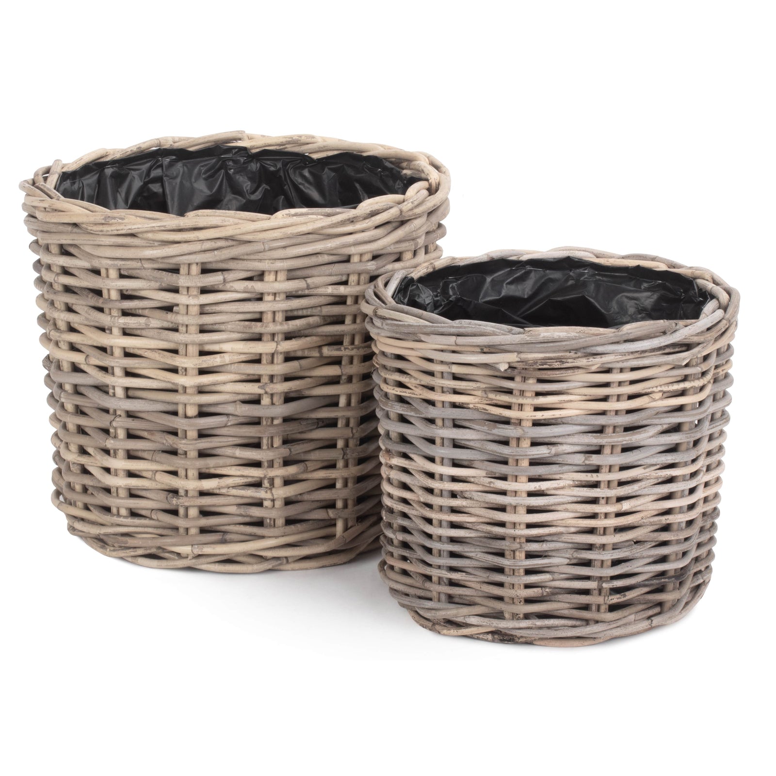 Red Hamper Rattan Round Planter With Plastic Lining