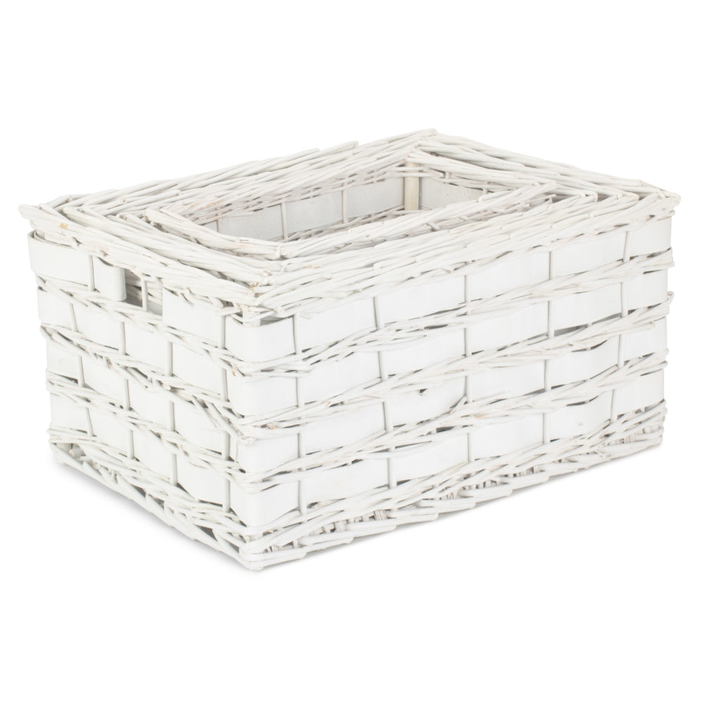 Wicker Unlined White Scandi Storage Basket | Set-of-4 | White