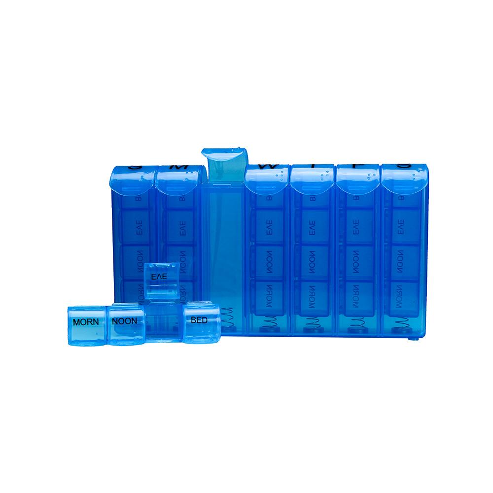 weekly Pill Box, Four Doses Per Day, Secure Closure