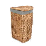 Light Steamed Corner Linen Basket With Grey Sage Lining | Small