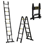 .2m Extendable Aluminium Ladder, 10 Steps, Black