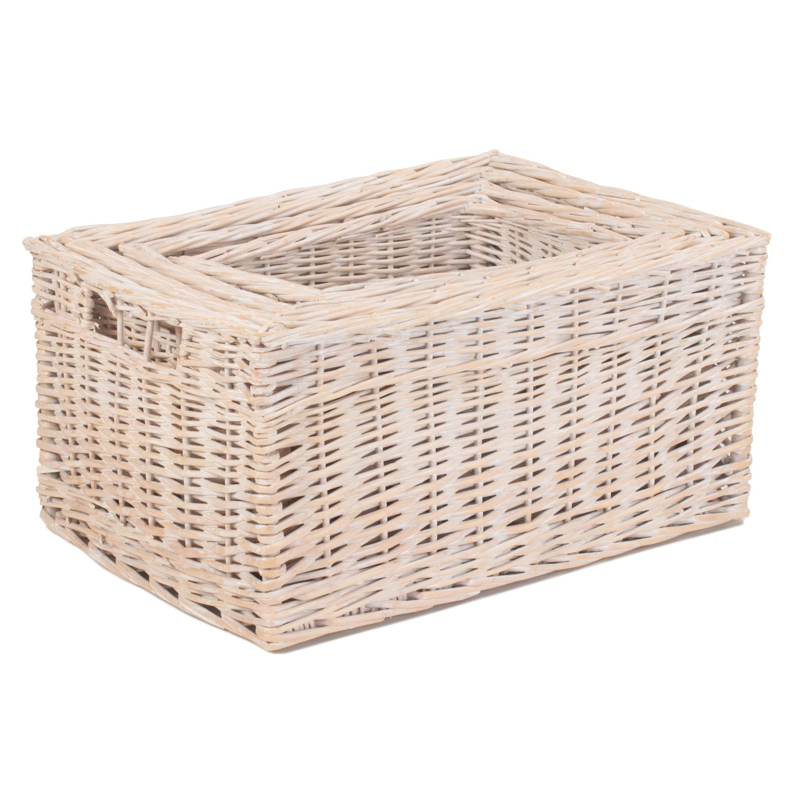 Red Hamper Wicker White Wash Storage Open Basket