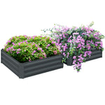 Set Of 2 Raised Garden Bed Steel Boxes | Dark Gray