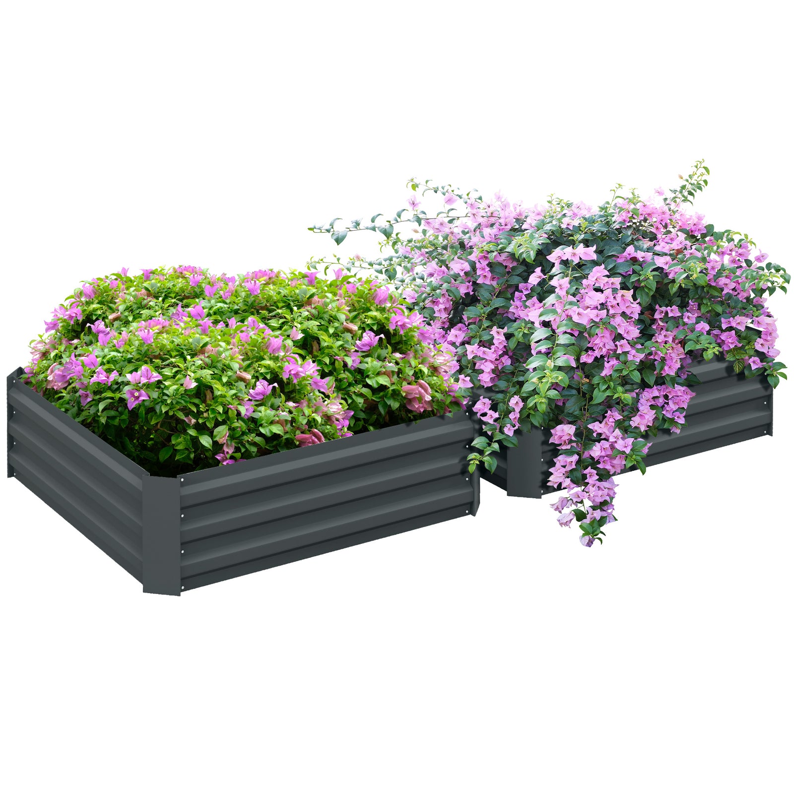 Set Of 2 Raised Garden Bed Steel Boxes | Dark Gray