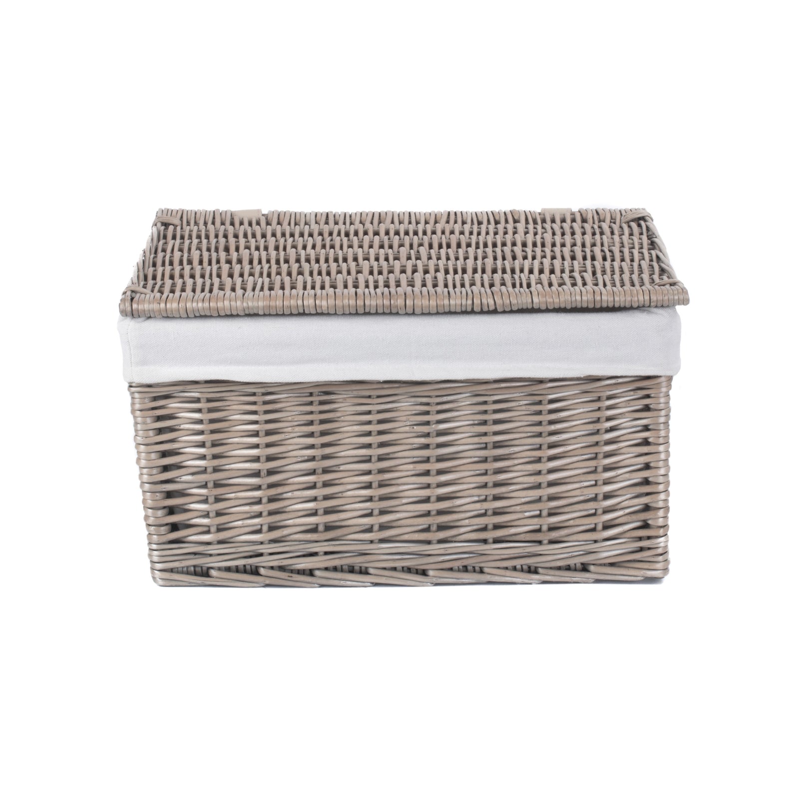 Red Hamper Wicker Antique Wash Cotton Lined Storage Basket