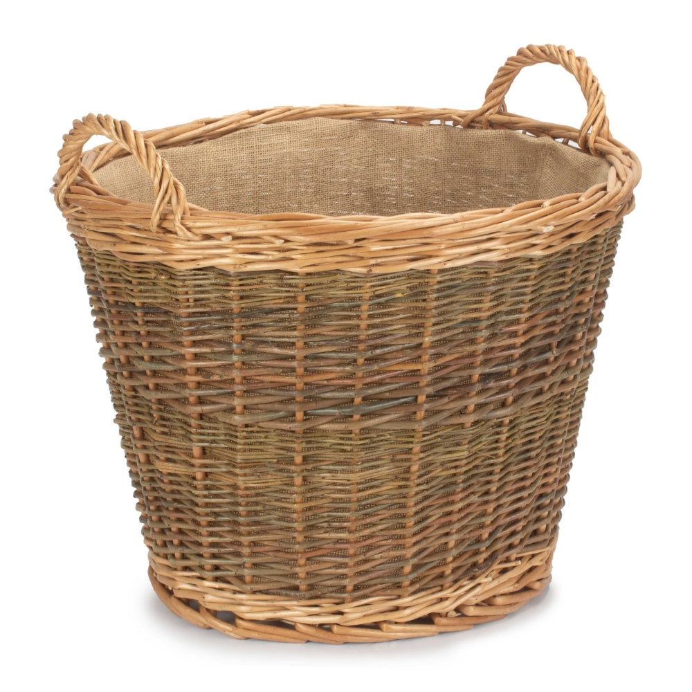 Wicker Unpeeled Log Basket With Lining