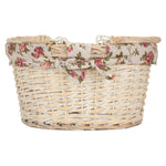 Rose Garden Cotton Lined White Painted Swing Handle Wicker Shopping Basket | Large | Pink