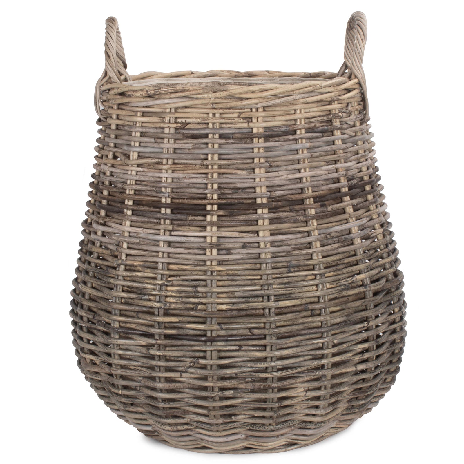 Pot-bellied Cordura Lined Rattan Log Basket