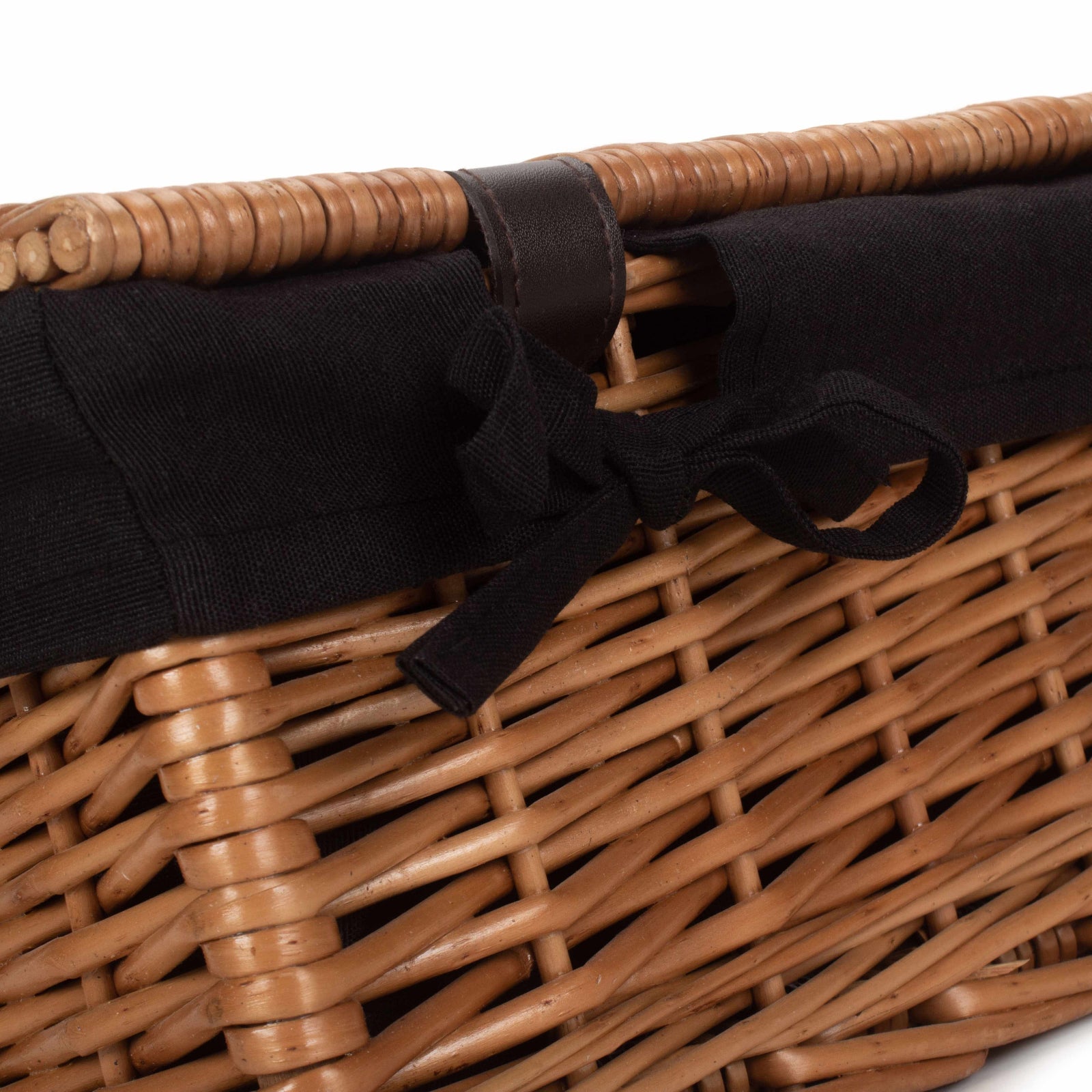 Wicker Double Steamed 36cm Picnic Basket | Black