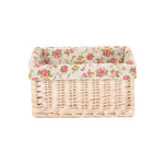 Wicker White Wash Garden Rose Lined Storage Basket | Medium | Red