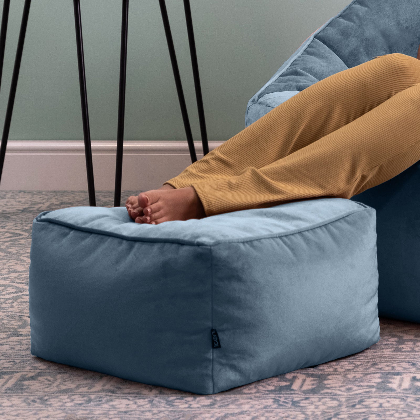 Amara Velvet Bean Bag Pouffe | Blue