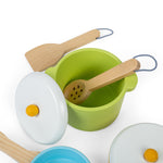 Wooden Pots & Pans Set With 2 Utensils