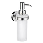 Frosted Glass 200ml Soap Dispenser With Round Wall Mount | Polished Chrome