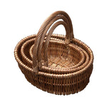Red Hamper Wicker Set Of 3 Oval Gift Shopping Baskets