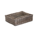 Wicker Antique Wash Straight Sided Tray | Set-of-3 | Brown