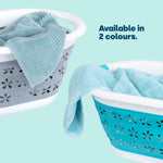 Collapsible Flower Print Laundry Basket - Turquoise